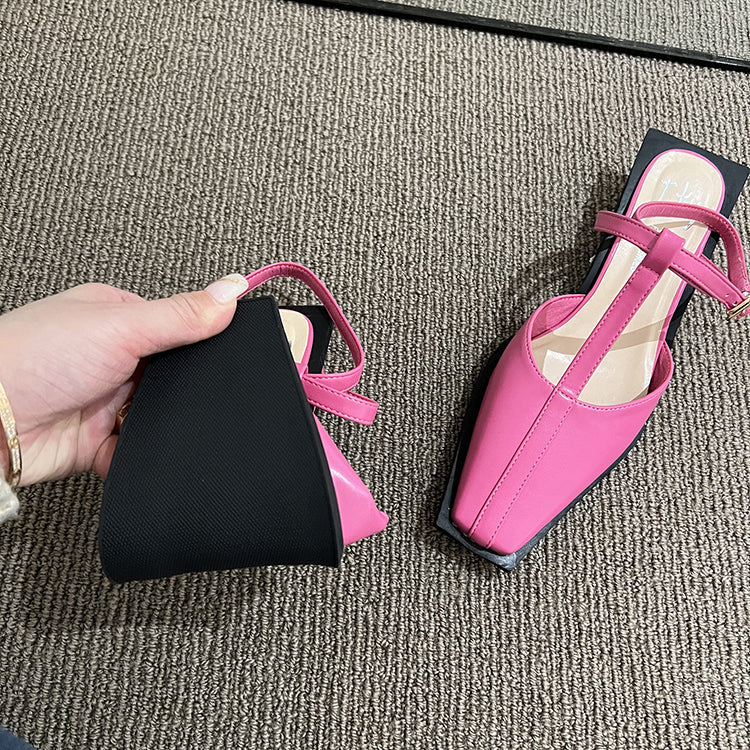 Square Toe Mary Jane Low Heels
