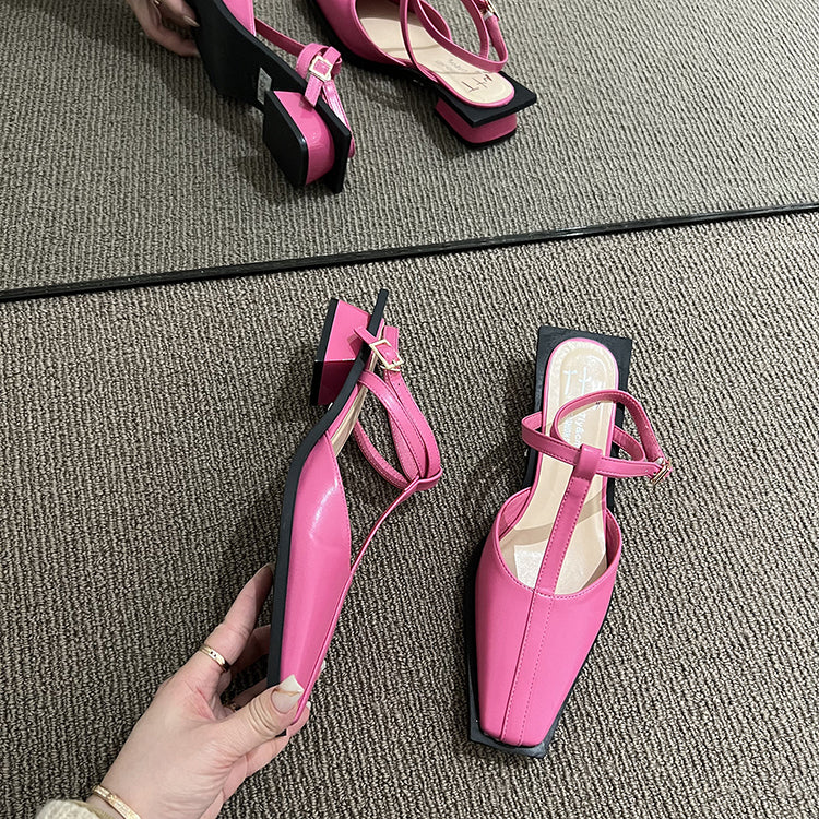 Square Toe Mary Jane Low Heels