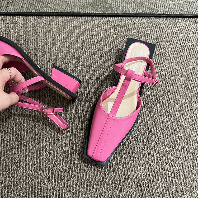 Square Toe Mary Jane Low Heels