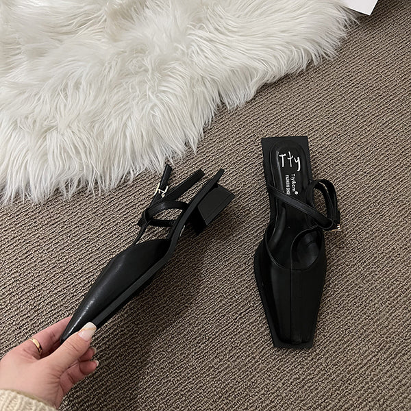 Square Toe Mary Jane Low Heels