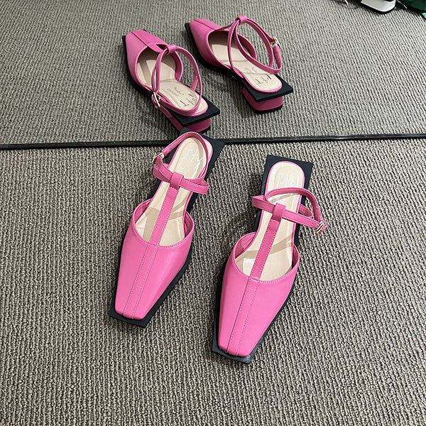 Square Toe Mary Jane Low Heels