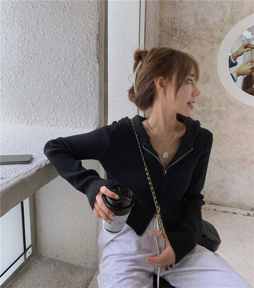 Ribbed Zip Up Hoodie