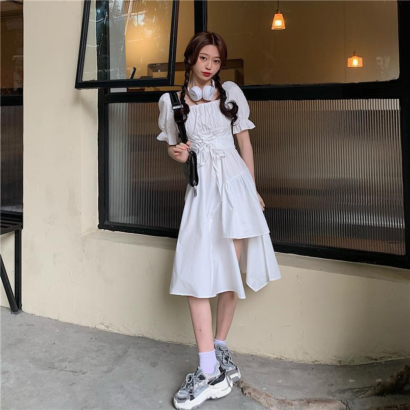 Puff Shoulder Midi Corset Dress