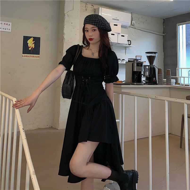 Puff Shoulder Midi Corset Dress