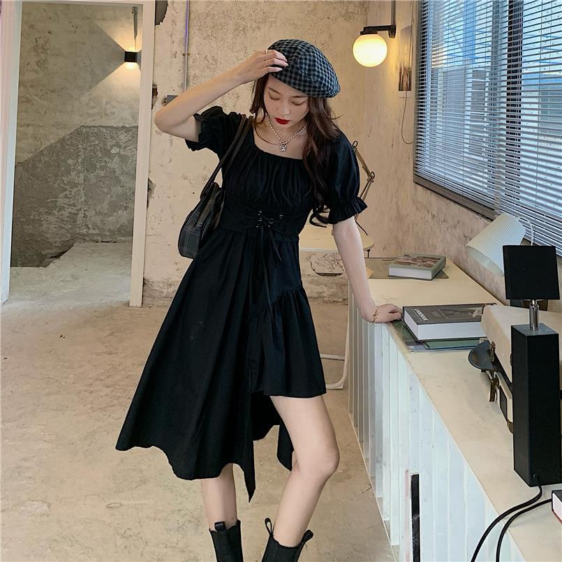 Puff Shoulder Midi Corset Dress