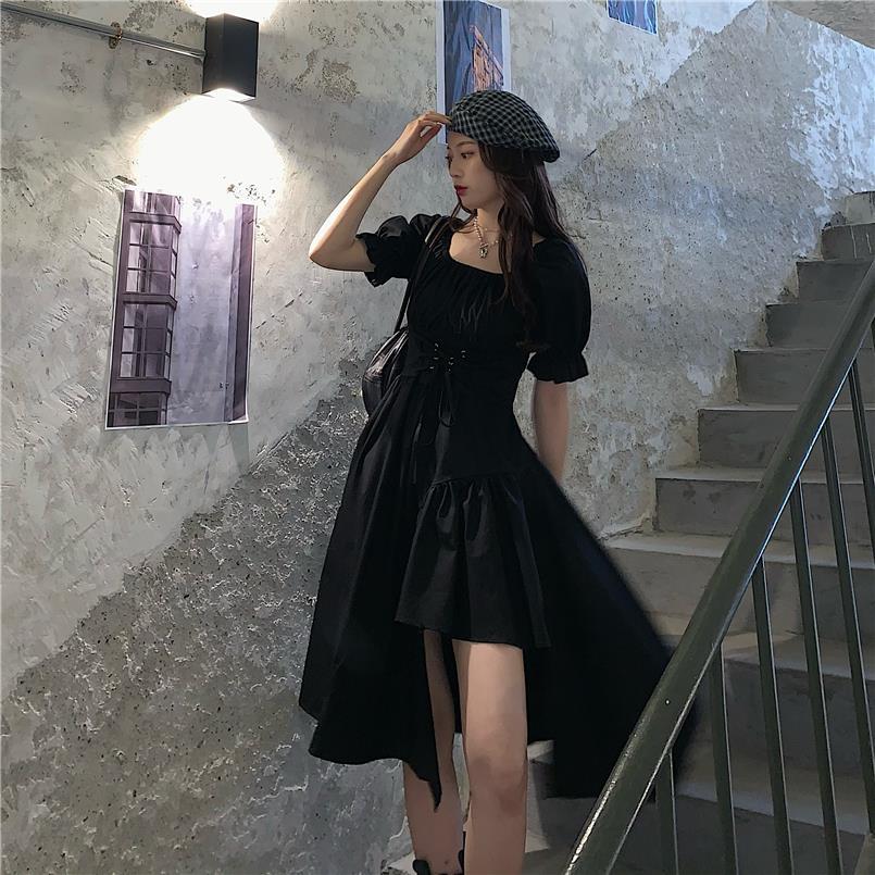 Puff Shoulder Midi Corset Dress
