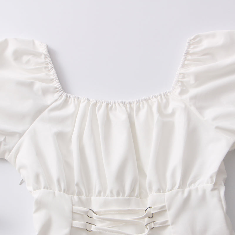 Puff Shoulder Midi Corset Dress