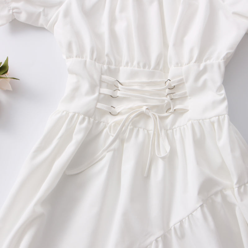 Puff Shoulder Midi Corset Dress