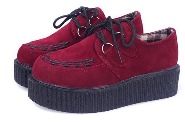 Suede Creeper Platform Shoes