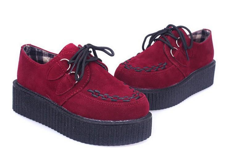 Suede Creeper Platform Shoes