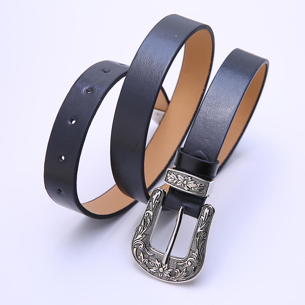 Carved Steel Buckle Leather Belt