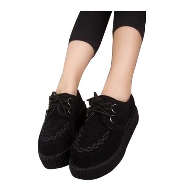 Suede Creeper Platform Shoes