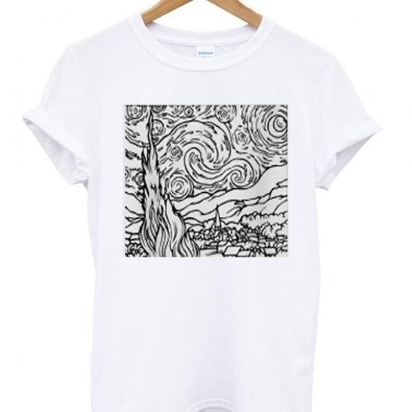 Starry Night Line Drawing Tee