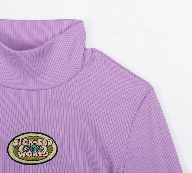 "Sick Sad World" Mock Turtleneck Crop Top