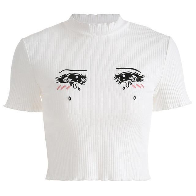 Anime Eyes Ribbed Top