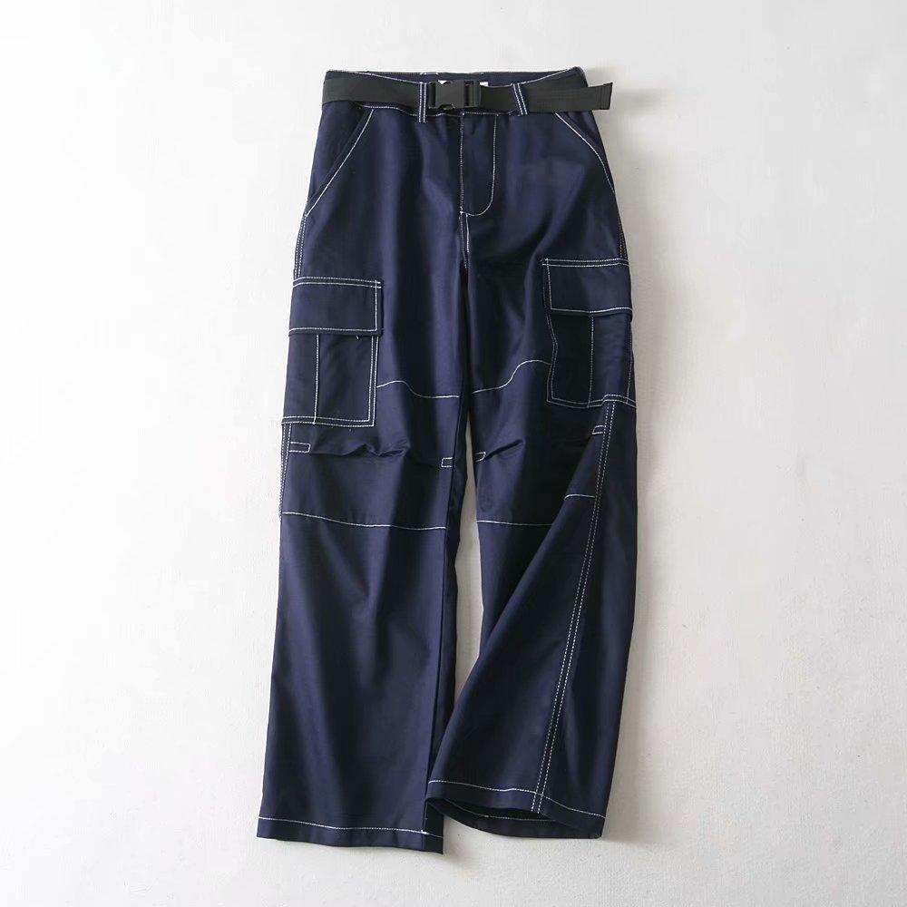 High Waisted Contrast Stitch Skate Cargo Pants